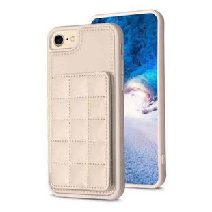 For iPhone SE 2022 / SE 2020 / 8 / 7 Grid Card Slot Holder Phone Case(Beige)