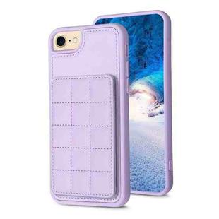 For iPhone SE 2022 / SE 2020 / 8 / 7 Grid Card Slot Holder Phone Case(Light Purple)