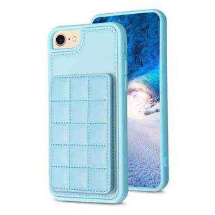 For iPhone SE 2022 / SE 2020 / 8 / 7 Grid Card Slot Holder Phone Case(Blue)