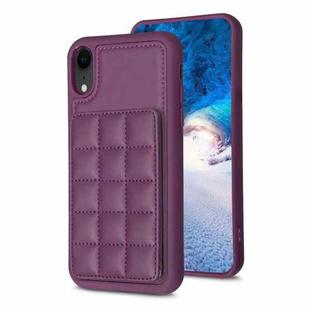For iPhone XR Grid Card Slot Holder Phone Case(Dark Purple)