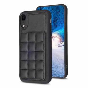 For iPhone XR Grid Card Slot Holder Phone Case(Black)