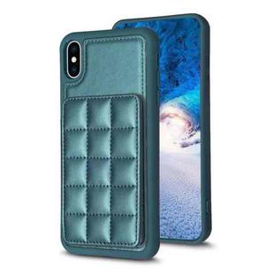 For iPhone XS / X Grid Card Slot Holder Phone Case(Green)