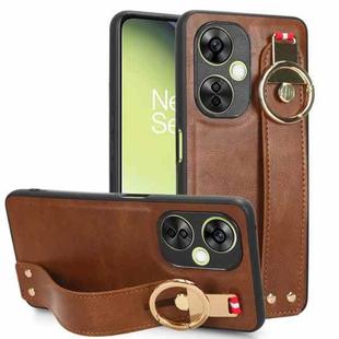 For OPPO K11X 5G Wristband Leather Back Phone Case(Brown)