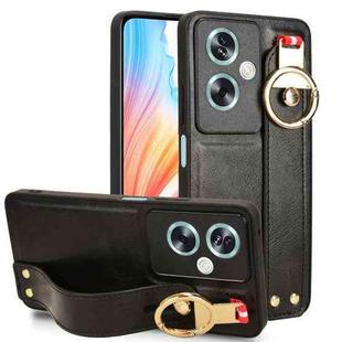 For OPPO A79 5G Global / A2 Wristband Leather Back Phone Case(Black)