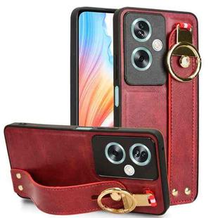 For OPPO A79 5G Global / A2 Wristband Leather Back Phone Case(Red)