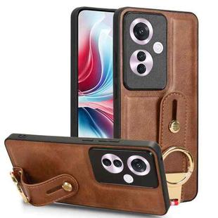 For OPPO Reno11 F / F25 Pro Wristband Leather Back Phone Case(Brown)