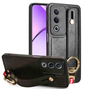 For OPPO A3 Pro India Wristband Leather Back Phone Case(Black)