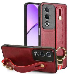 For OPPO A3 Pro India Wristband Leather Back Phone Case(Red)