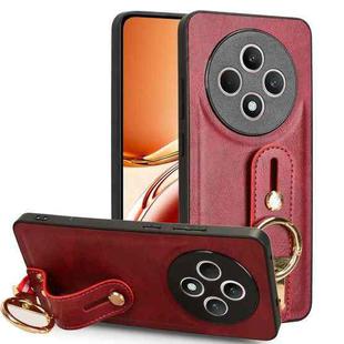 For OPPO Reno12 F 5G Wristband Leather Back Phone Case(Red)