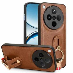 For OPPO Find X8 Wristband Leather Back Phone Case(Brown)