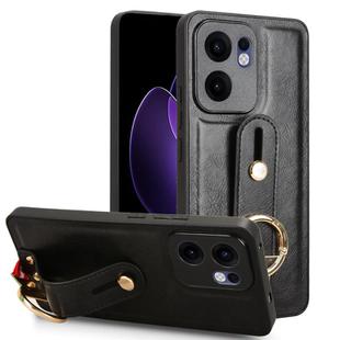 For OPPO Reno13 F 5G Wristband Leather Back Phone Case(Black)