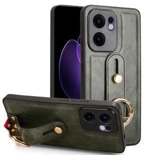 For OPPO Reno13 F 5G Wristband Leather Back Phone Case(Green)