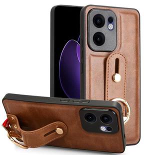 For OPPO Reno13 F 5G Wristband Leather Back Phone Case(Brown)