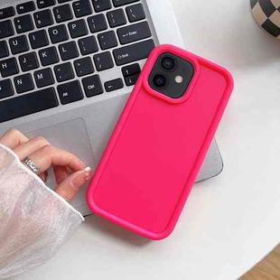 For iPhone 12 Shockproof Frame Frosted TPU Phone Case(Rose Red)
