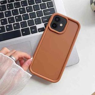 For iPhone 12 Shockproof Frame Frosted TPU Phone Case(Brown)