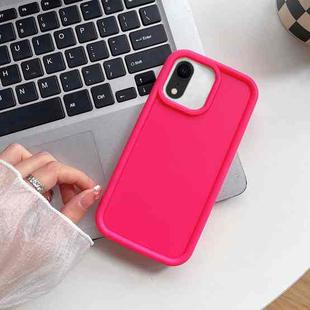 For iPhone XR Shockproof Frame Frosted TPU Phone Case(Rose Red)