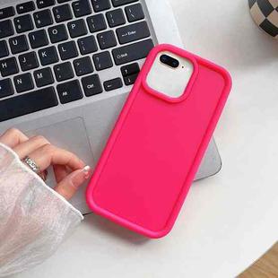 For iPhone 8 Plus / 7 Plus Shockproof Frame Frosted TPU Phone Case(Rose Red)