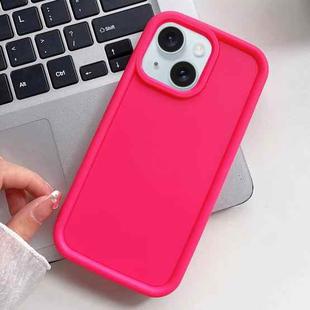 For iPhone 15 Plus Shockproof Frame Frosted TPU Phone Case(Rose Red)