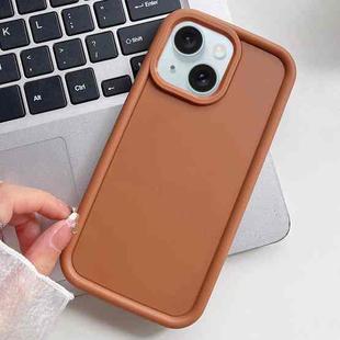 For iPhone 15 Shockproof Frame Frosted TPU Phone Case(Brown)