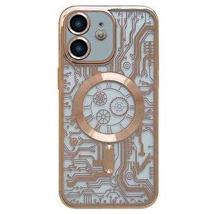 For iPhone 11 Electroplated Circuit Board Pattern MagSafe Phone Case(Gold)