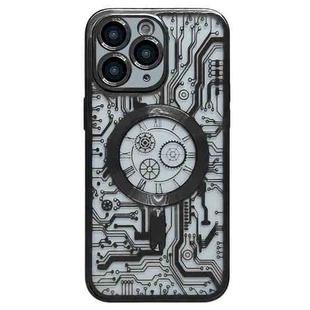 For iPhone 11 Pro Electroplated Circuit Board Pattern MagSafe Phone Case(Black)