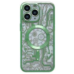For iPhone 11 Pro Electroplated Circuit Board Pattern MagSafe Phone Case(Green)