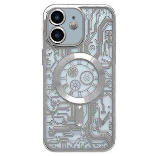 For iPhone 12 Electroplated Circuit Board Pattern MagSafe Phone Case(Silver)