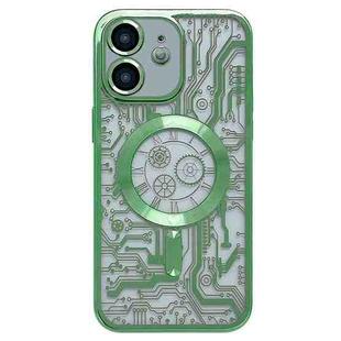 For iPhone 12 Electroplated Circuit Board Pattern MagSafe Phone Case(Green)