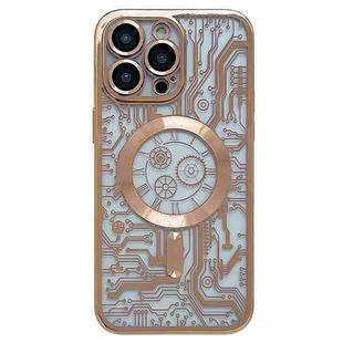 For iPhone 12 Pro Electroplated Circuit Board Pattern MagSafe Phone Case(Gold)