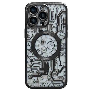 For iPhone 12 Pro Max Electroplated Circuit Board Pattern MagSafe Phone Case(Black)