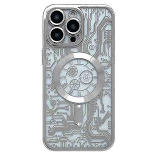 For iPhone 12 Pro Max Electroplated Circuit Board Pattern MagSafe Phone Case(Silver)