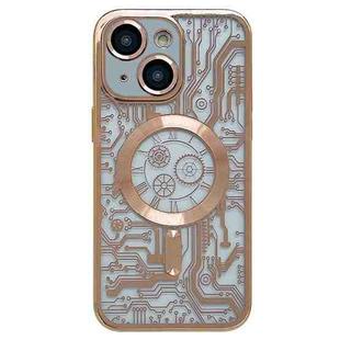 For iPhone 13 Electroplated Circuit Board Pattern MagSafe Phone Case(Gold)