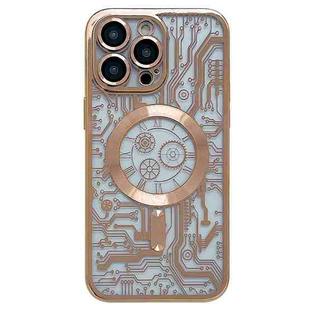 For iPhone 13 Pro Electroplated Circuit Board Pattern MagSafe Phone Case(Gold)