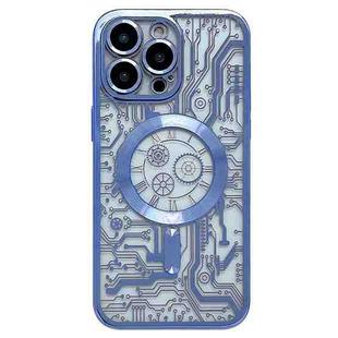 For iPhone 14 Pro Electroplated Circuit Board Pattern MagSafe Phone Case(Sierra Blue)