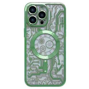 For iPhone 14 Pro Electroplated Circuit Board Pattern MagSafe Phone Case(Green)