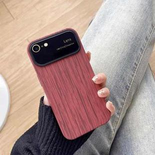 For iPhone SE 2022 / 2020 / 8 / 7 Wood Grain TPU Phone Case with Lens Film(Red)