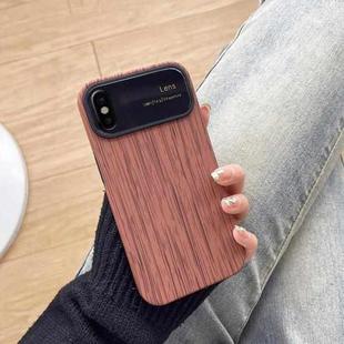 For iPhone X / XS Wood Grain TPU Phone Case with Lens Film(Brown)