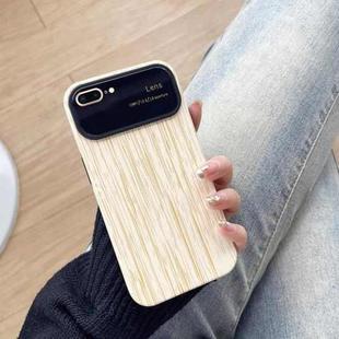For iPhone 8 Plus / 7 Plus Wood Grain TPU Phone Case with Lens Film(Beige)