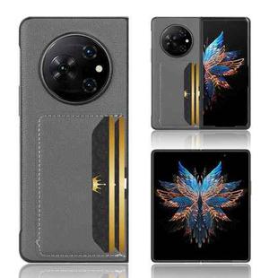 For Tecno Phantom V Fold Litchi Texture Card Slots Back Cover Phone Case(Grey)