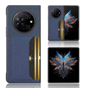For Tecno Phantom V Fold Litchi Texture Card Slots Back Cover Phone Case(Blue)