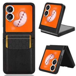 For Tecno Phantom V Flip2 Litchi Texture Card Slots Back Cover Phone Case(Black)