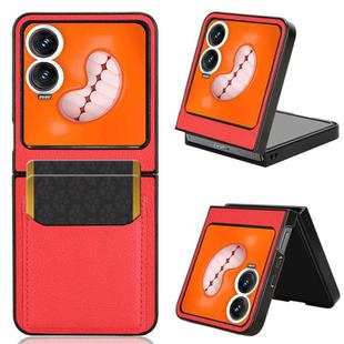 For Tecno Phantom V Flip2 Litchi Texture Card Slots Back Cover Phone Case(Red)
