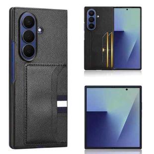 For Samsung Galaxy Z Fold7 5G Litchi Texture Card Slots Back Cover Phone Case(Black)