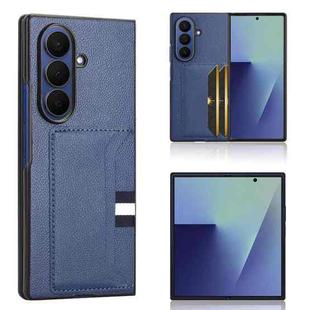For Samsung Galaxy Z Fold7 5G Litchi Texture Card Slots Back Cover Phone Case(Blue)