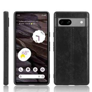 For Google Pixel 7a Cow Pattern Sewing Back Cover Phone Case(Black)