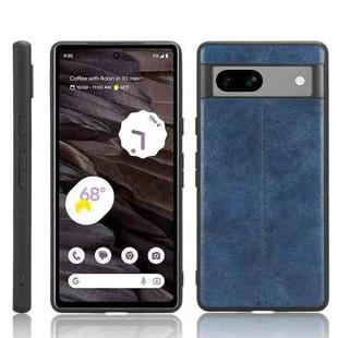 For Google Pixel 7a Cow Pattern Sewing Back Cover Phone Case(Blue)