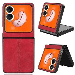 For Tecno Phantom V Flip2 Cow Pattern Sewing Back Cover Phone Case(Red)