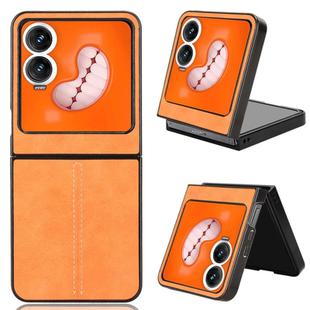 For Tecno Phantom V Flip2 Cow Pattern Sewing Back Cover Phone Case(Yellow)