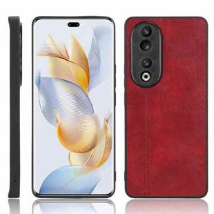 For Honor 90 Pro Cow Pattern Sewing Back Cover Phone Case(Red)