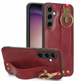 For Samsung Galaxy S23 FE 5G Wristband Leather Back Phone Case(Red)